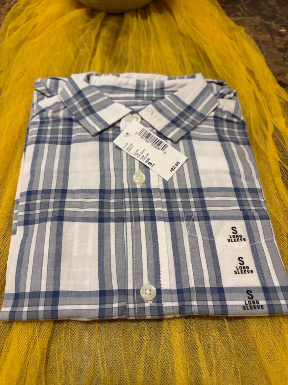 The Children's Place Boys Blue and White Plaid Button-Down Shirt